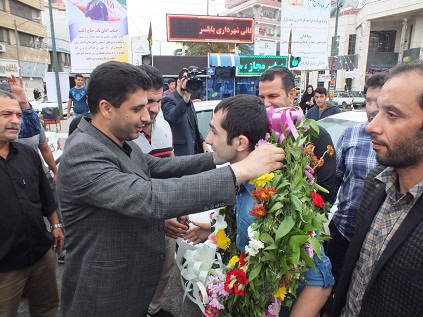 مراسم استقبال از نادر حاج آقانیا مدال آور بابلسری مسابقات آسیایی